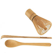 Load image into Gallery viewer, BambooMN Matcha Whisk Set - Golden Chasen (Tea Whisk), Chashaku (Hooked Bamboo Scoop), Tea Spoon - 2 Sets
