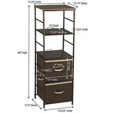 Load image into Gallery viewer, Household Essentials Drawer Tower Storage Unit | 4 Shelves and 4 Removable Brown Bins | Bronze Finish, 48&quot;H x 14.85&quot;W x 13.6&quot;D

