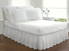 Load image into Gallery viewer, Fresh Ideas Bedding Eyelet Ruffled Bedskirt Classic 14â? Drop Length Gathered Styling, Twin, White
