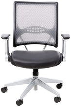Load image into Gallery viewer, SPACE Seating AirGrid Light Back and Padded Black Eco Leather Seat, 2-to-1 Synchro Tilt Control, Flip Arms, Pneumatic Seat Height Adjustment and Platinum Finished Nylon Base Managers Chair
