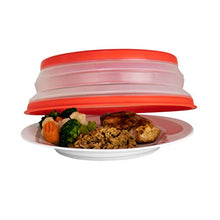 Load image into Gallery viewer, Tovolo Vented Collapsible Microwave Food Cover With Easy Grip Handle, Dishwasher-Safe, BPA-Free Silicone &amp; Plastic, 10.5&quot; Round, Red
