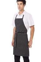 Chef Works Bib Apron, Black/White Chalk Stripe, 34.25-Inch Length by 27-Inch Width