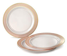 Load image into Gallery viewer, &quot; OCCASIONS&quot; 120 Plates Pack,(60 Guests) Premium Premium Wedding Party Disposable Plastic Plates Set -60 x 10&#39;&#39; Dinner + 60 x 7.5&#39;&#39; Salad/Dessert (Venice Blush and Gold)
