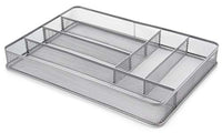 TQVAI 6 Compartment Mesh Cutlery Trays Kitchen Drawer Silverware Utensils Flatware Organizer, Silver