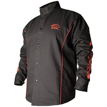 Load image into Gallery viewer, Black Stallion BSX FR Welding Jacket - Black w/Red Flames - Medium
