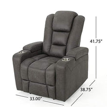 Load image into Gallery viewer, Christopher Knight Home Emersyn Tufted Microfiber Power Recliner with Arm Storage and USB Cord, Slate / Black
