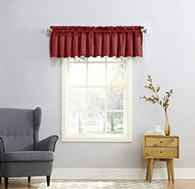 Load image into Gallery viewer, Sun Zero Barrow Energy Efficient Rod Pocket Curtain Valance, 54&quot; x 18&quot;, Brick Red
