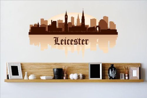 Decals - Leicester Skyline City View Beautiful Scene Landmarks, Buildings & Water Bedroom Bathroom Living Room Picture Art Mural Size 24 Inches X 48 Inches - Vinyl Wall Sticker - 22 Colors Available