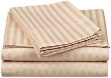 Load image into Gallery viewer, !! 400-Thread-Count Galaxy&#39;s RV Short Queen Size Super Sleepy Linen Sheet Set ( 4PCs ) With Striped Color &quot;Beige&quot; &amp; Fit Pocket : 19&quot; Inches 100% Egyptian Cotton By Galaxy&#39;s Linen
