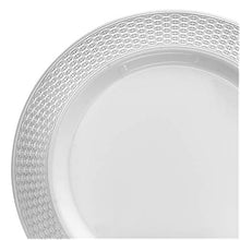 Load image into Gallery viewer, &quot; OCCASIONS&quot; 120 Plates Pack, Heavyweight Disposable Wedding Party Plastic Plates (10.5&#39;&#39; Dinner Plate, Diamond in White &amp; Silver)
