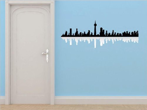 Decals - Skyline View Beautiful Scene Landmarks, Buildings & Water Bedroom Bathroom Living Room Picture Art Mural - Size 20 Inches X 80 Inches - Vinyl Wall Sticker - 22 Colors Available
