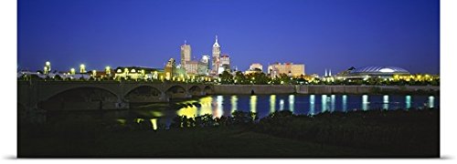 GREATBIGCANVAS Entitled Buildings lit up at Dusk, Indianapolis, Indiana Poster Print, 90