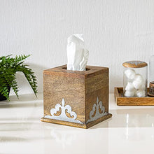 Load image into Gallery viewer, Wood and Inlay Metal Heritage Collection Square Tissue Box Cover

