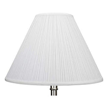 Load image into Gallery viewer, FenchelShades.com Lampshade 7&quot; Top Diameter x 19&quot; Bottom Diameter x 14&quot; Slant Height with Washer (Spider) Attachment for Lamps with a Harp (Pleated Mushroom White)
