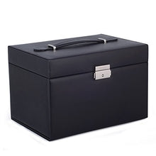 Load image into Gallery viewer, Kendal Large Leather Jewelry Box/Case/Storage/Organizer with Travel Case and Lock (Black)
