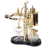 Diguo Belgian/Belgium Family Balance Siphon/Syphon Coffee Maker. Elegant Double Ridged Fulcrum with Tee handle (Classic Gold)