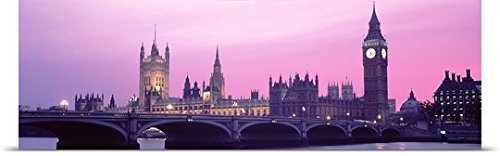 GREATBIGCANVAS Entitled Houses of Parliament Westminster Bridge & Big Ben London England Poster Print, 90