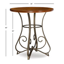 Load image into Gallery viewer, Powell 697-404 Hamilton Pub Table, Brushed Faux Medium Cherry wood Matte Pewter &amp; Bronze metal 36&quot; x 36&quot; x 42&quot; tall
