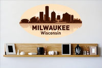 Decals - Milwaukee Wisconsin WI Skyline City View Beautiful Scene Landmarks, Buildings & Water Picture Art Mural - Size 24 Inches X 48 Inches - Vinyl Wall Sticker - 22 Colors Available