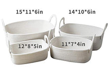 Load image into Gallery viewer, Storage Baskets Set of 4 - Woven Basket Cotton Rope Bin, Small White Basket Organizer for Baby Nursery Laundry Kid&#39;s Toy
