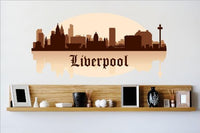 Decals - Liverpool Skyline City View Beautiful Scene Landmarks, Buildings & Water Picture Art Mural - Size 24 Inches X 48 Inches - Vinyl Wall Sticker - 22 Colors Available