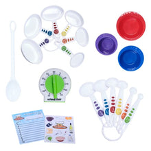 Load image into Gallery viewer, Curious Chef Kids Cookware - 17-Piece Measure &amp; Prep Kit I Real Utensils, Dishwasher Safe, BPA-Free I Includes Measuring Cups &amp; Spoons, Prep Bowl Set, Kitchen Timer and More!
