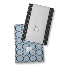 Load image into Gallery viewer, Swaddle Designs Baby Burpies (set of 2): Brown Mod Circles Brown w/ Blue Dots
