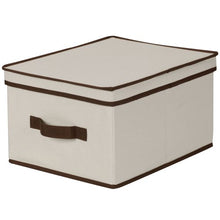 Load image into Gallery viewer, Household Essentials 513 Storage Box with Lid and Handle - Natural Beige Canvas with Brown Trim - Large
