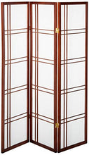 Load image into Gallery viewer, Oriental Furniture 5 ft. Tall Double Cross Shoji Screen - Walnut - 3 Panels
