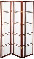 Oriental Furniture 5 ft. Tall Double Cross Shoji Screen - Walnut - 3 Panels
