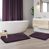Clara Clark Memory Foam Bath Mat Sets 2 Piece - Non Slip, Absorbent, Soft Bath Rug Set - Fast Drying Washable Bath Mat -, Purple - Large and Small Sizes