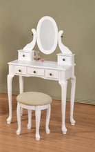 Load image into Gallery viewer, White Vanity Table Set Jewelry Armoire Makeup Desk Drawer Bench Mirror
