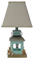 Diva At Home Set of 2 Cape Cod Coastal Style Lantern Table Lamps with Beige Burlap Shades