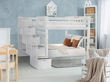 Load image into Gallery viewer, Bedz King Tall Stairway Bunk Beds Twin over Twin with 4 Drawers in the Steps, White
