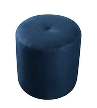 Load image into Gallery viewer, Pilaster Designs Ula 13.5&quot; D Contemporary Blue Microfiber Upholstered Round Ottoman Accent Stool with 4 Plastic Legs
