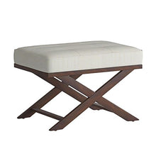 Load image into Gallery viewer, Cortesi Home OT168333 Ari &quot;X&quot; Bench in Linen Fabric with Walnut Wood Legs, Beige
