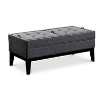 SIMPLIHOME Castlerock 42 inch Wide Rectangle Storage Ottoman Bench Slate Grey Footrest Stool, Linen Look Polyester Fabric for Living Room, Bedroom, Transitional