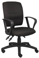 Boss Office Products Multi-Function Fabric Task Chair With Loop Arms in Black