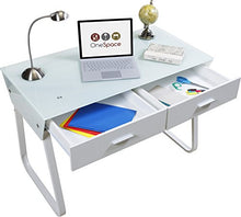 Load image into Gallery viewer, OneSpace Ultramodern Glass Computer Desk with Drawers, White
