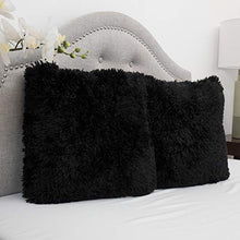Load image into Gallery viewer, Sweet Home Collection Plush Pillow Faux Fur Soft and Comfy Throw Pillow (2 Pack), Black
