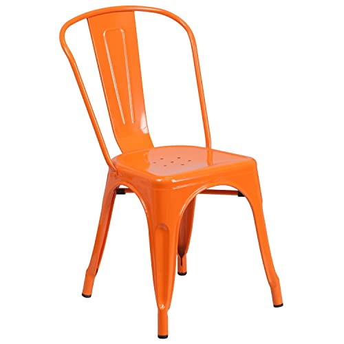 Flash Furniture Commercial Grade Orange Metal Indoor-Outdoor Stackable Chair
