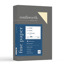 Load image into Gallery viewer, Southworth 100% Cotton Business Paper, 8.5 x 11&quot;, 32 lb/120gsm, Wove Finish, Ivory, 250 Sheets - Packaging May Vary (JD18IC)
