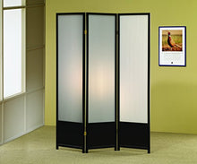 Load image into Gallery viewer, Coaster Home Furnishings 3-Panel Folding Floor Screen with Translucent Inserts Black
