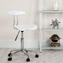Load image into Gallery viewer, Offex Vibrant White and Chrome Computer Task Chair with Tractor Seat
