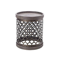 Load image into Gallery viewer, Intelligent Design Cirque Accent Metal Side Table Drum Design, Modern Mid-Century Rustic Style Living Room Furniture, 16.13&quot; x 1&quot;, Grey
