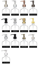 Load image into Gallery viewer, Rail19 Market Clear Glass Soap Dispenser with Metal Pump - Liquid Hand Soap &amp; Lotion for Kitchen and Bathroom, 16oz (Gold)
