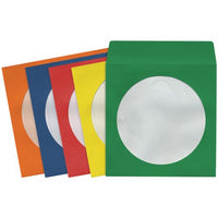 1 - CD/DVD Storage Sleeves (100 pk; Colors), Heavy-duty paper with clear plastic window, Fits 12cm formats, 190132 - CD403