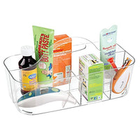 mDesign Plastic Portable Nursery Storage Organizer Caddy Tote - Divided Basket Bin with Handle - Holds Bottles, Spoons, Bibs, Pacifiers, Diapers, Wipes, Baby Lotion - BPA Free - Large - Clear