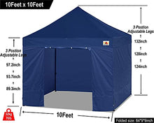 Load image into Gallery viewer, ABCCANOPY Heavy Duty Ez Pop up Canopy Tent with Sidewalls 10x10, Navy Blue
