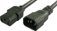 Lynn Electronics C13C1415A-3F IEC 60320-C13 to 60320-C14 15A/250V 14AWG/3C SJT 3-Feet Power Cord, Black, 2-Pack
